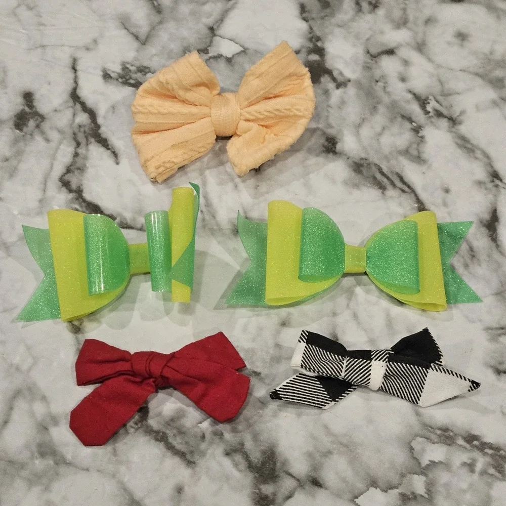 Girls Bow Hair Clip Bundle Lot‎ – Mixed Materials – Alligator Clips